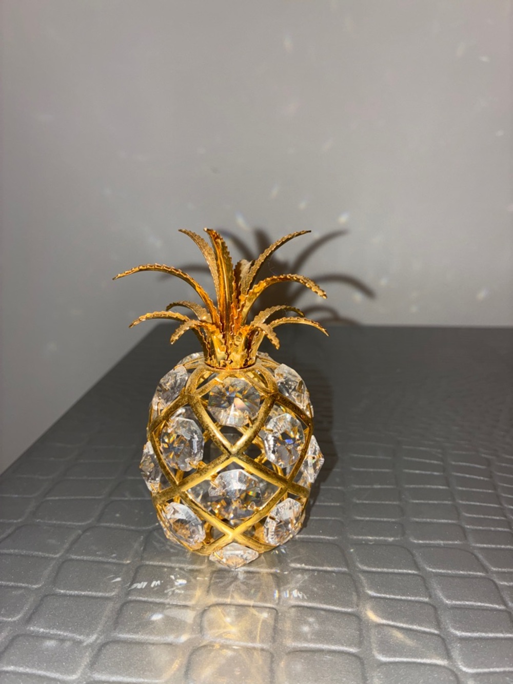 Gold Plated Crystal Pineapple Decorative Accent